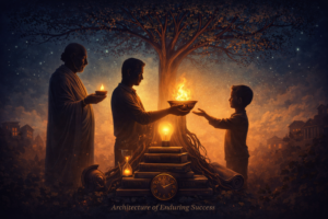 A comprehensive structural diagram showing how to build intergenerational resilience, cultural capital, and microcultures of merit across generations.